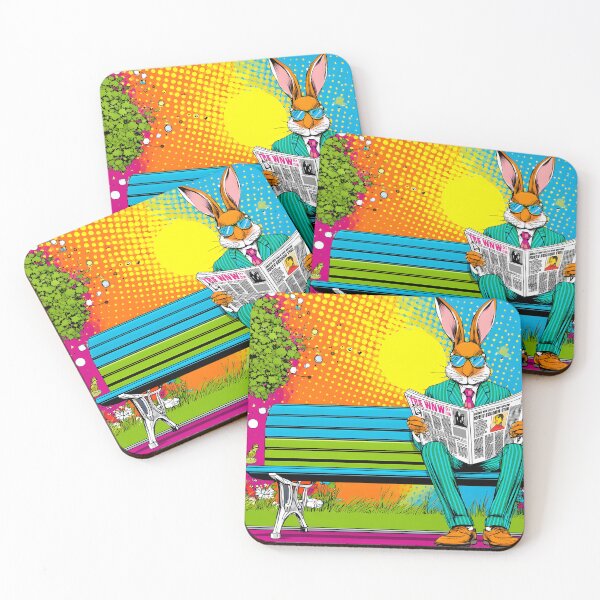Item preview, Stylish Rabbit Reading Newspaper in Bright Colors designed and sold by Artessie.