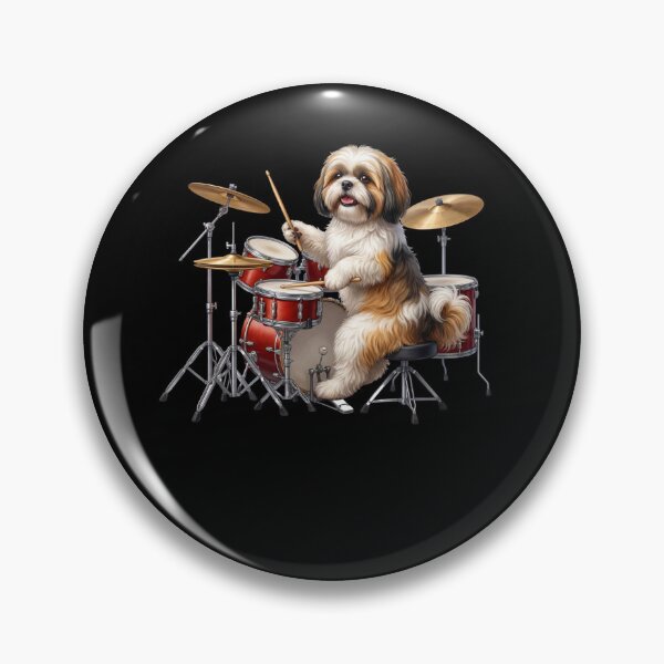 Item preview, Shih Tzu Playing Drum Kit Drummer Dog Lover designed and sold by TerryConnells.