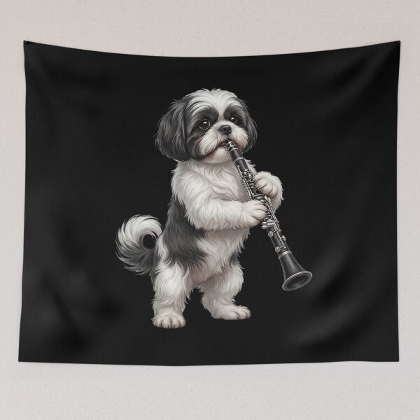 Item preview, Shih Tzu Playing Clarinet Player Clarinetist Dog Lover designed and sold by TerryConnells.