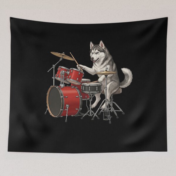 Item preview, Siberian Husky Playing Drum Kit Drummer Dog Lover designed and sold by TerryConnells.