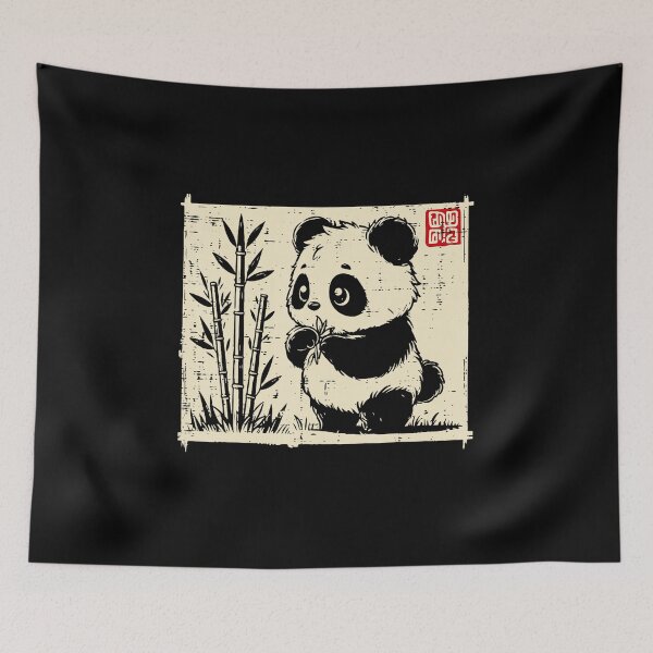 Item preview, Cute Panda With Bamboo Japanese Ink Style Illustration designed and sold by titanlevi.