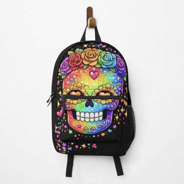 Item preview, Rainbow Pride Sugar Skull – Cartoon Día de los Muertos Art designed and sold by Miranda designs ink.