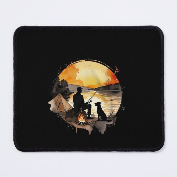 Item preview, Peaceful Fishing & Camping Scene: Man’s Best Friend by the Fire" designed and sold by paws-peaks-adv.