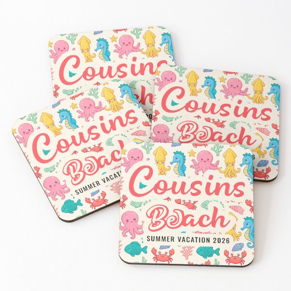 Item preview, Cousins Beach Summer Vacation 2026 Kawaii Sea Animal Pattern designed and sold by PixelWaveBD.
