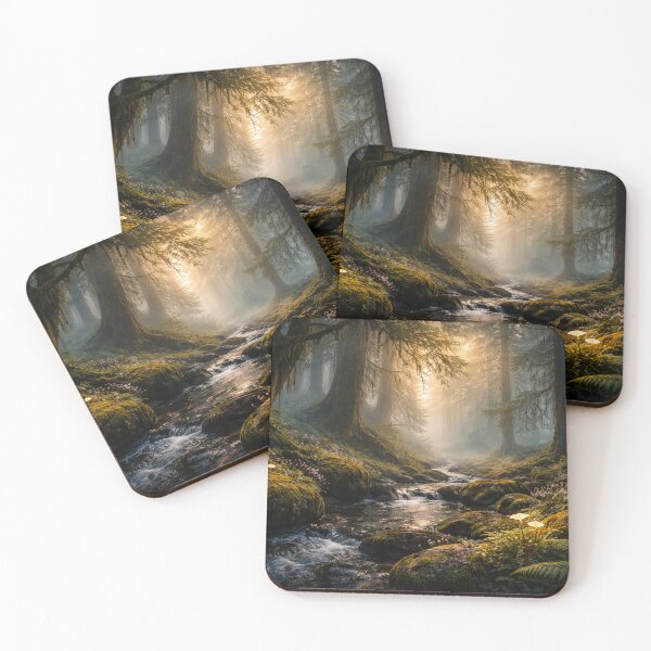Item preview, Mystical Fog Forest with Sun Rays and Enchanted Stream designed and sold by Pond21.