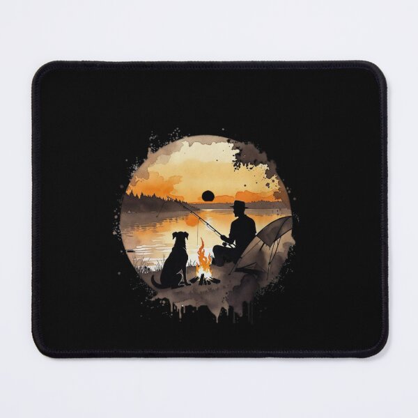 Item preview, Peaceful Fishing & Camping Scene: Man’s Best Friend by the Fire" designed and sold by paws-peaks-adv.