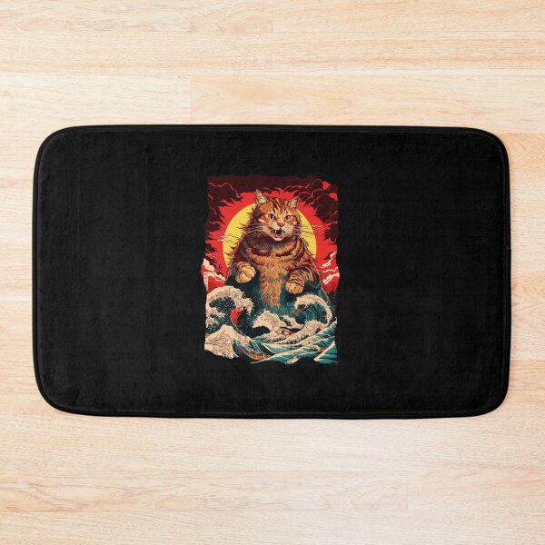 Item preview, Giant Cat Ocean Waves Japanese Retro Ukiyo Style designed and sold by JEFDodsonArt.