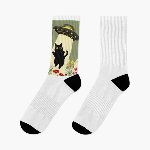 Item preview, Cat Selfie with Alien UFO Funny Cat Wildflowers designed and sold by PurrfectHome.