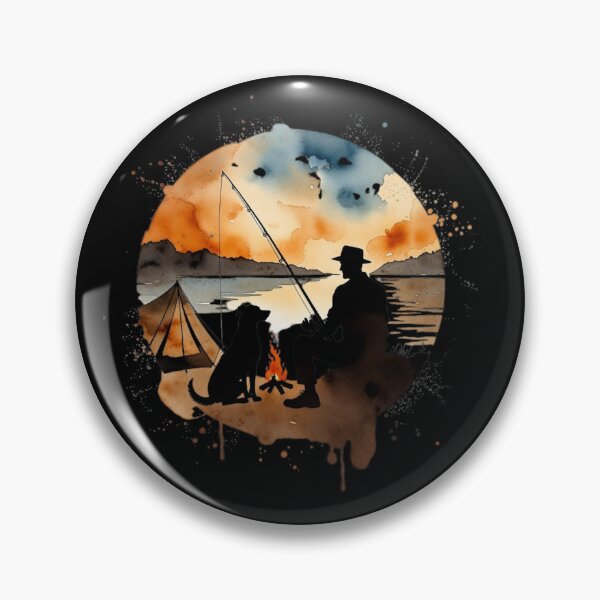 Item preview, Fishing in peace & Camping Scene: Man’s Best Friend by the Fire" designed and sold by paws-peaks-adv.