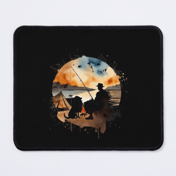 Item preview, Fishing in peace & Camping Scene: Man’s Best Friend by the Fire" designed and sold by paws-peaks-adv.