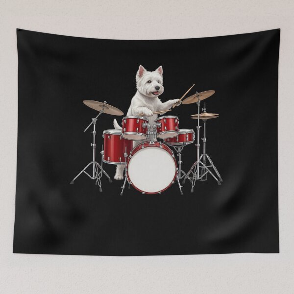 Item preview, West Highland White Terrier Playing Drum Kit Drummer Dog Lover designed and sold by TerryConnells.