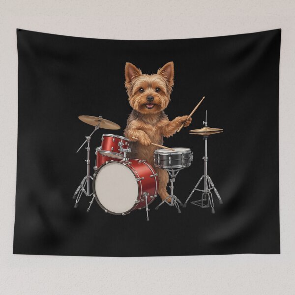 Item preview, Yorkshire Terrier Playing Drum Kit Drummer Dog Lover designed and sold by TerryConnells.