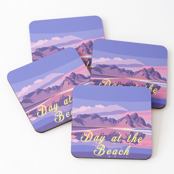 Item preview, Day at the Beach Mountain Reflection Serene Purple Sunset Art designed and sold by PixelWaveBD.