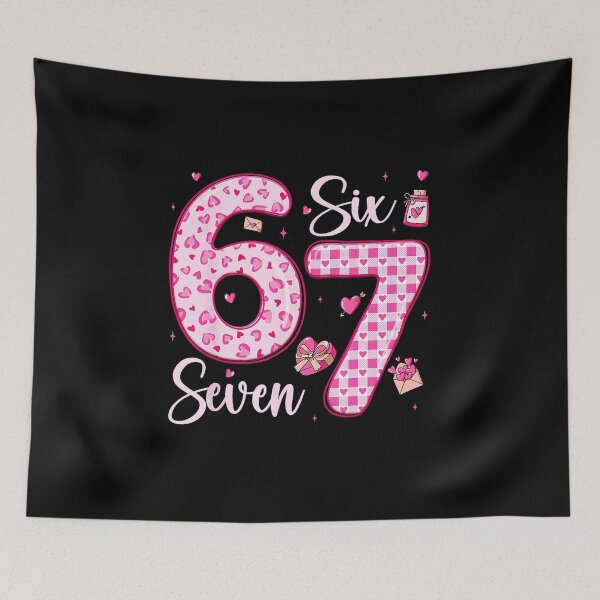 Item preview, Six Seven Cute Valentine Numbers Pink Hearts designed and sold by gladysenglish.