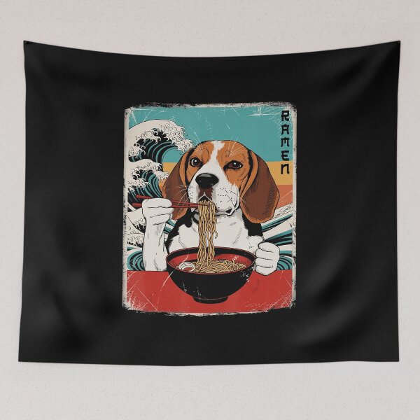 Item preview, Ramen Beagle Japanese Wave Noodle Illustration designed and sold by titanlevi.
