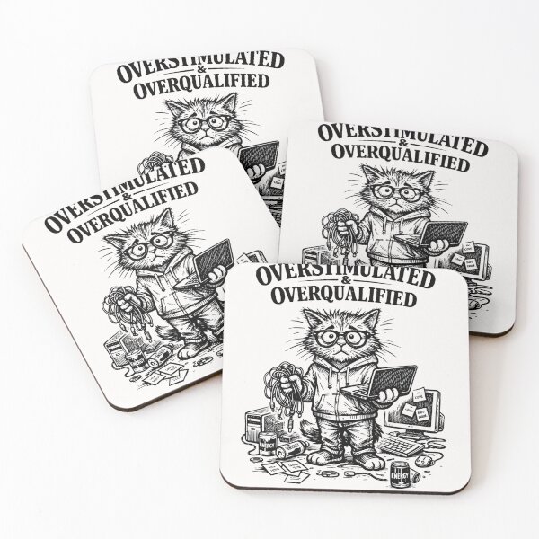 Item preview, Overstimulated & Overqualified Programmer Developer Cat Engineer designed and sold by Pawsome Quotes.