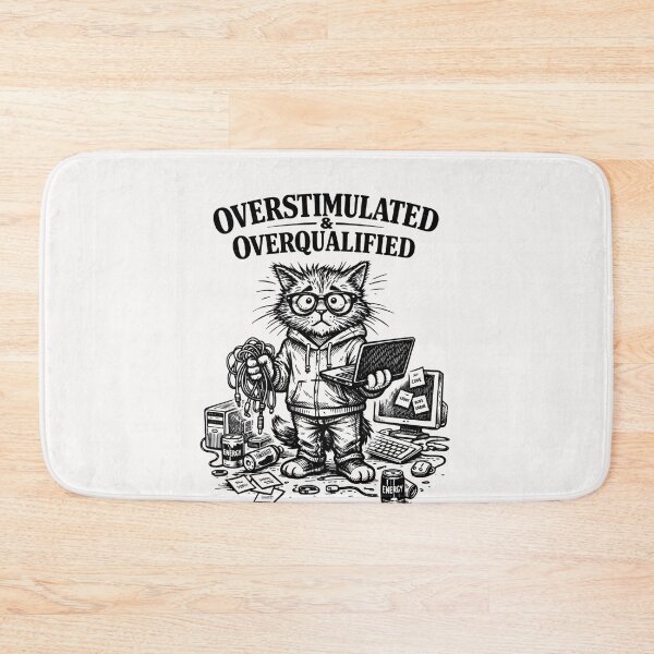 Item preview, Overstimulated & Overqualified Programmer Developer Cat Engineer designed and sold by Pawsome Quotes.