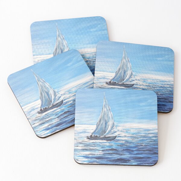 Item preview, Lone sailboat in Blue designed and sold by uliana-arte.