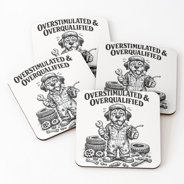 Item preview, Overstimulated & Overqualified Dog Mechanic Automotive Humor designed and sold by Pawsome Quotes.