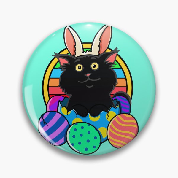 Item preview, Kawaii Black Cat in Bunny Ears Easter Egg Shell designed and sold by Jesta Graphics.