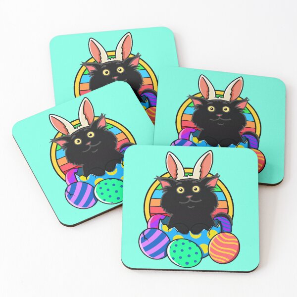 Item preview, Kawaii Black Cat in Bunny Ears Easter Egg Shell designed and sold by Jesta Graphics.