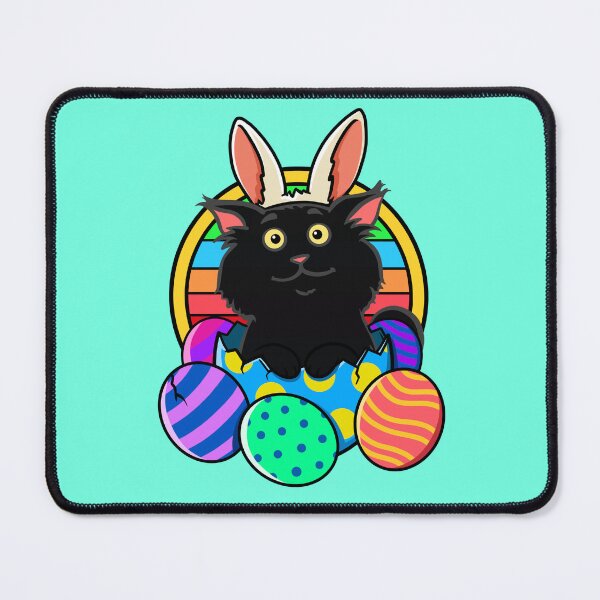 Item preview, Kawaii Black Cat in Bunny Ears Easter Egg Shell designed and sold by Jesta Graphics.