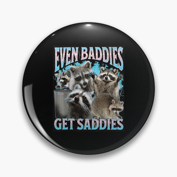 Item preview, Even Baddies Get Saddies Funny Raccoon Meme Collage designed and sold by tadmercado.