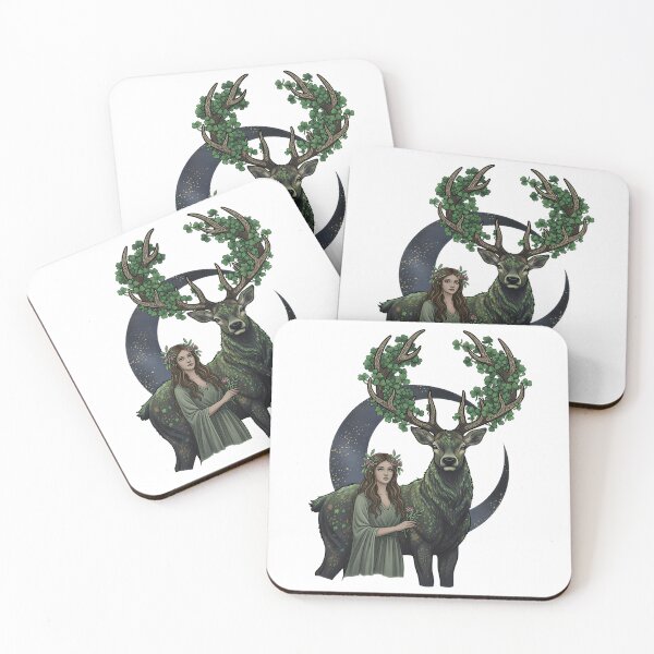 Item preview, Saint Patrick’s Day Celtic Deer Goddess Clover Antlers Art designed and sold by BARKAcreations.