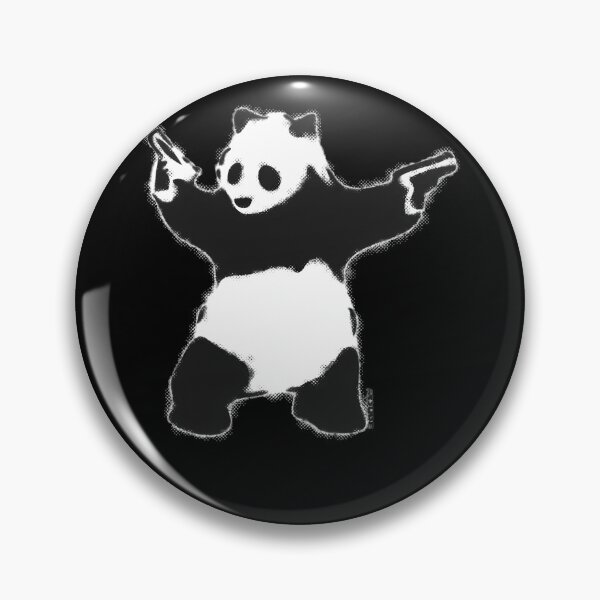 Item preview, Banksy Panda with guns black and white grunge Graffiti Street art on black background HD HIGH QUALITY ONLINE STORE  designed and sold by SierkArts.
