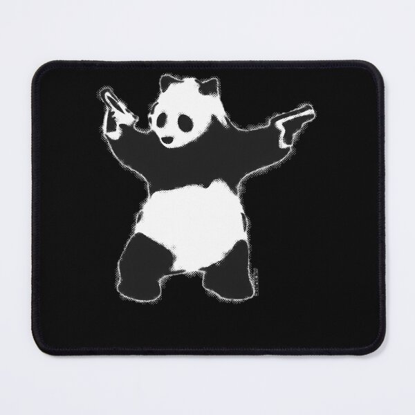 Item preview, Banksy Panda with guns black and white grunge Graffiti Street art on black background HD HIGH QUALITY ONLINE STORE  designed and sold by SierkArts.