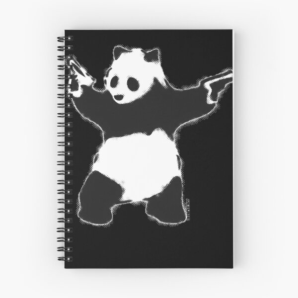 Item preview, Banksy Panda with guns black and white grunge Graffiti Street art on black background HD HIGH QUALITY ONLINE STORE  designed and sold by SierkArts.