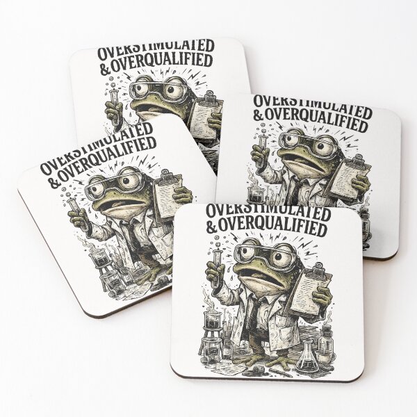 Item preview, Overstimulated & Overqualified Scientist Frog Chemistry Lab Humor designed and sold by Pawsome Quotes.