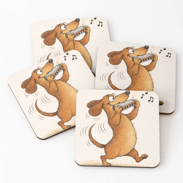 Item preview, Happy Dachshund Playing Harmonica – Cute Music Dog designed and sold by Darlin8888.