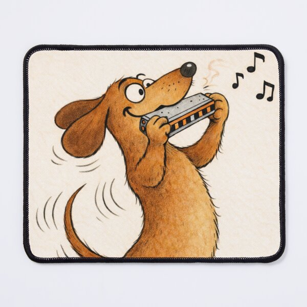 Item preview, Happy Dachshund Playing Harmonica – Cute Music Dog designed and sold by Darlin8888.