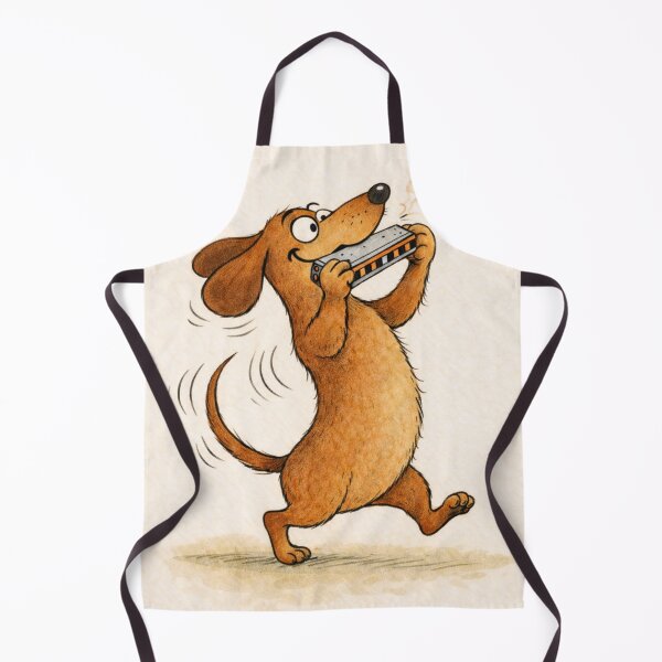 Item preview, Happy Dachshund Playing Harmonica – Cute Music Dog designed and sold by Darlin8888.
