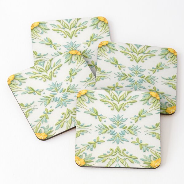 Item preview, Elegant Spring Floral Pattern – Yellow Flowers and Botanical Ornament 3D designed and sold by Colorshow-relax.