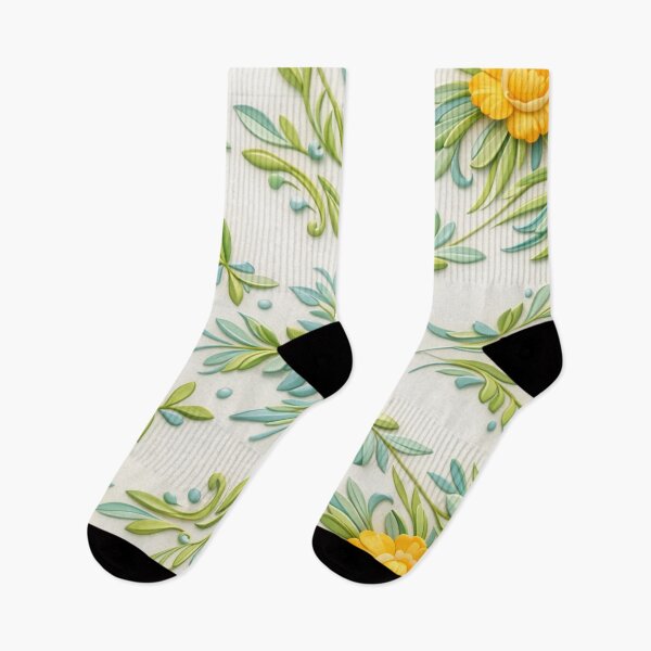 Item preview, Elegant Spring Floral Pattern – Yellow Flowers and Botanical Ornament 3D designed and sold by Colorshow-relax.
