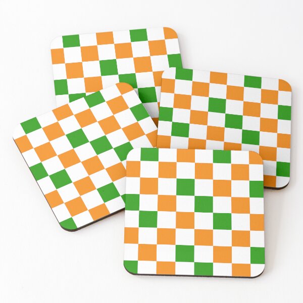 Item preview, Orange White Green Checkered Pattern Design  designed and sold by PatternTitan.
