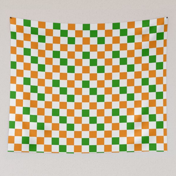 Item preview, Orange White Green Checkered Pattern Design  designed and sold by PatternTitan.