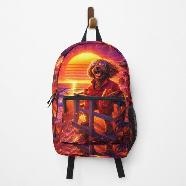 Item preview, Cockapoo Sunset Beach Lifeguard Art - Retro Summer Cockapoo Illustration designed and sold by Cockapoo Society.