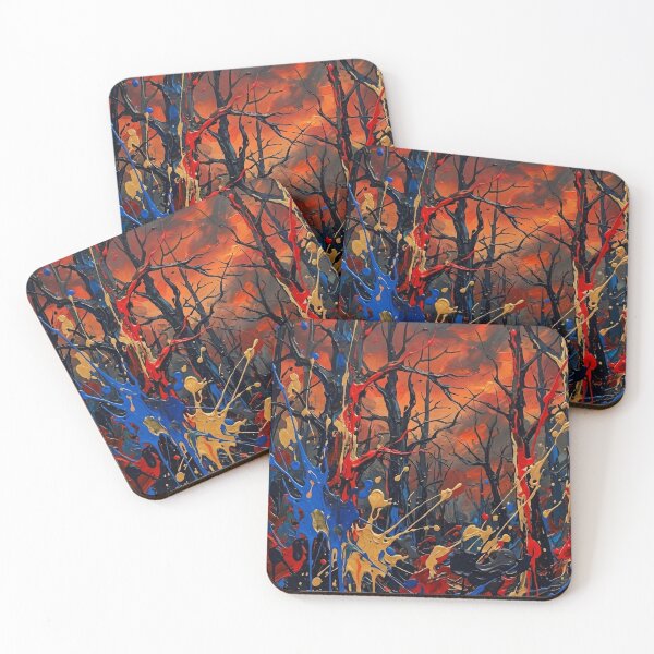 Item preview, Midnight Inferno Abstract Forest Painting designed and sold by SodhaIqbalKasam.