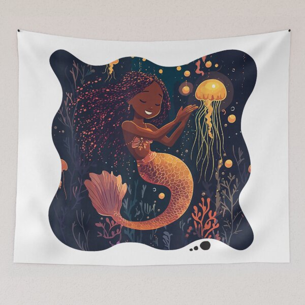 Item preview, Cute Mermaid With Jellyfish Underwater Fantasy Ocean Art designed and sold by HuserPiri.