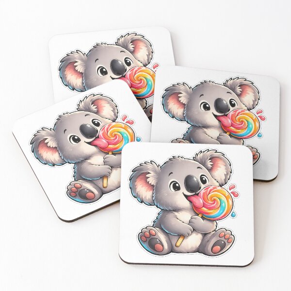 Item preview, Cute Koala Licking Lollipop – Kawaii Koala Candy Cartoon designed and sold by Rabbit-run.