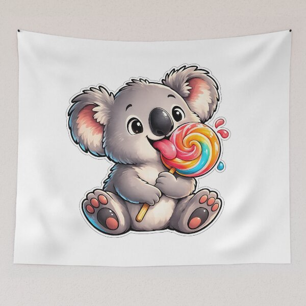 Item preview, Cute Koala Licking Lollipop – Kawaii Koala Candy Cartoon designed and sold by Rabbit-run.