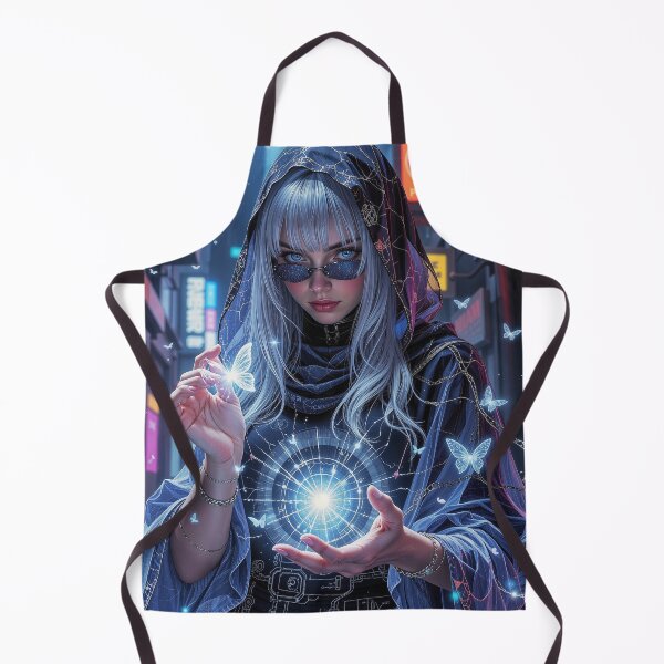 Item preview, Cyberpunk Mage with Glowing Butterflies designed and sold by DiceWay.