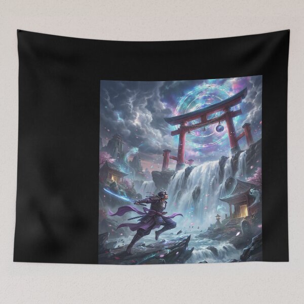 Item preview, Samurai Warrior at Mystical Waterfall designed and sold by leslygelbq.