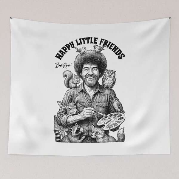 Item preview, Bob Ross Happy Little Friends Funny Painter Baby Animals designed and sold by GrandeDuc.