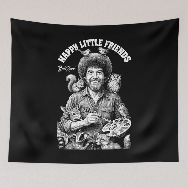 Item preview, Bob Ross, pequeños amigos felices, divertidos animales bebés pintores designed and sold by GrandeDuc.