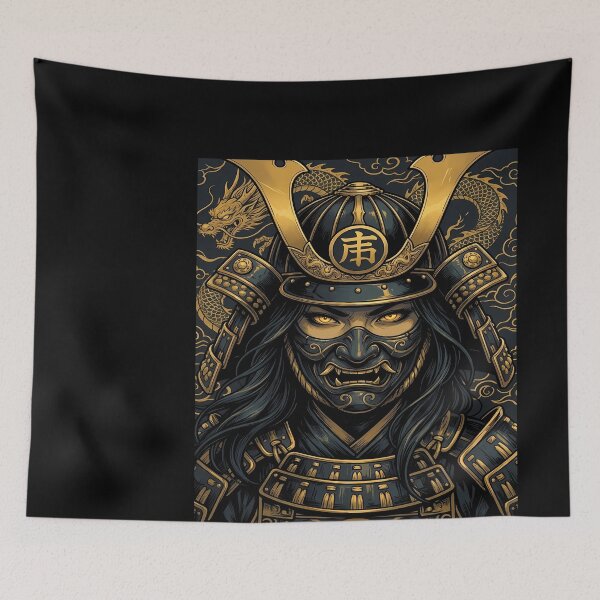 Item preview, Samurai Warrior with Dragon Background designed and sold by leslygelbq.