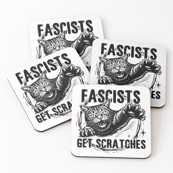Item preview, Fascists Get Scratches Funny Angry Cat Political Humor designed and sold by Jone Cham.